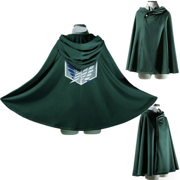Attack on Titan Survey Corps Hooded Cloak Cape Robe For Costume Cosplay Party US - Picture 3 of 3